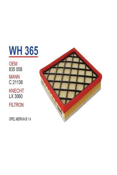 Opel Meriva B 1.3 1.4 1.7 Hava Filtresi Wunder ürün görseli