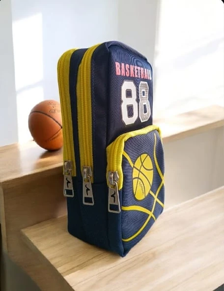 Relaxion Üç Gözlü Greyhound Basketball Sarı Lacivert Kalem Çantası/Kalemlik (160) - 2