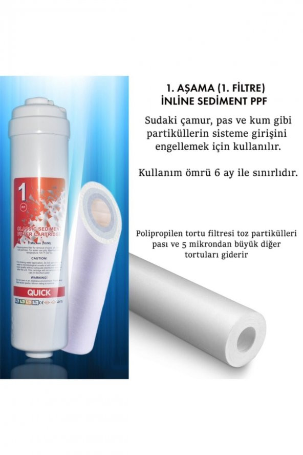 Kapalı Kasa 12 Inç Su Arıtma Cihazı Filtresi Inline 6 Aylık Yeni Sistem Filtre Seti - 2