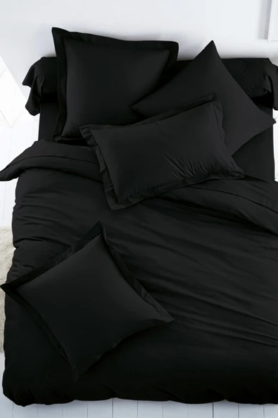 Poplin Siyah Nevresim Takımı Çift Kişilik   Siyah-siyah Ppln 658138 ürün görseli