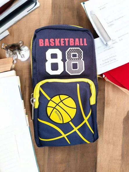 Relaxion Üç Gözlü Greyhound Basketball Sarı Lacivert Kalem Çantası/Kalemlik (160)