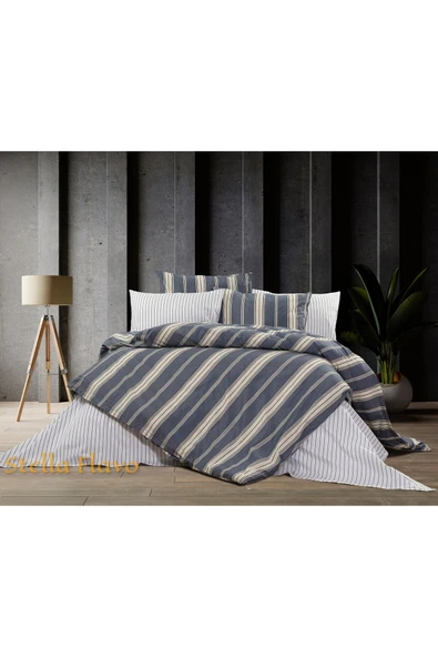 İpliği boyalı Organik Nevresim Takımı Tek kişilik (Çarşafı lastikli ve 2 yastık kılıflı)