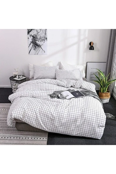 Çift Kişilik Çarşafı Lastikli Pamuklu Nevresim Takımı ürün görseli