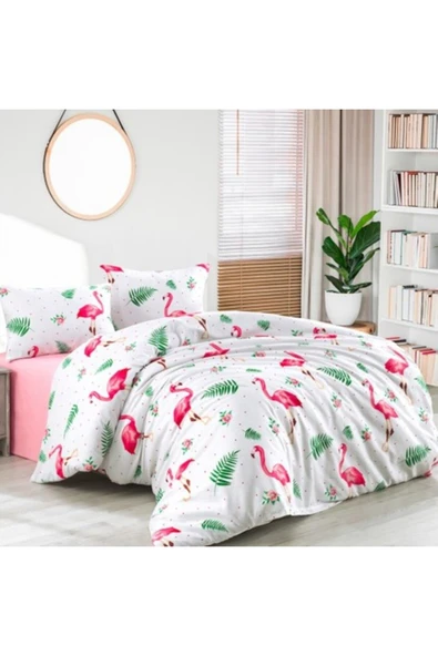 Tek Kişilik Çarşafı Lastikli Pamuklu Nevresim Takımı ürün görseli