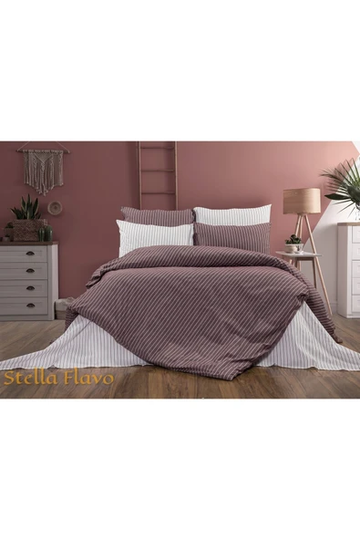 İpliği boyalı Organik Nevresim Takımı Tek kişilik (Çarşafı lastikli ve 2 yastık kılıflı) ürün görseli