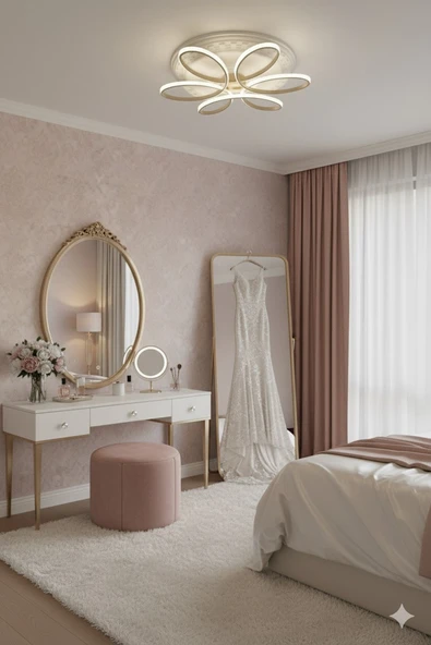 Papatya Gold Kasa 3 Renkli Kumandasız,65cm,oturma Odası,yatak Odası,salon Için Led Avize - 2
