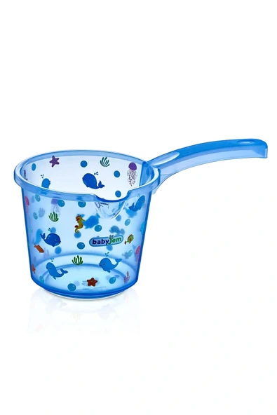 Babyjem Bebek Banyo Maşrapası Şeffaf Desenli Mavi