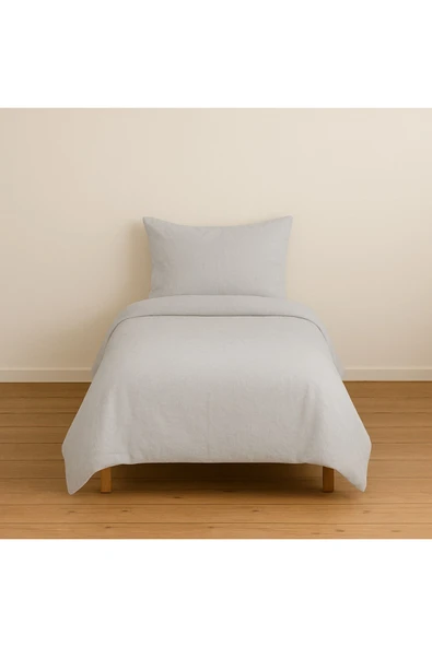 Tek Kişilik Düz Renk Gri Nevresim + 1 Adet Yastık Kılıfı ürün görseli 1