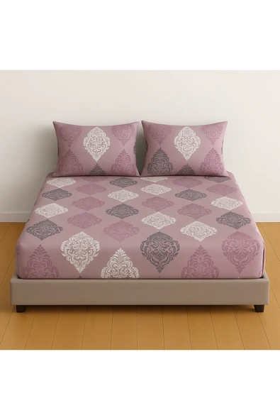 Battal Boy Desenli Lastikli Çarşaf Seti 180x200 Cm + 2 Adet Yastık Kılıfı 50x70 ürün görseli