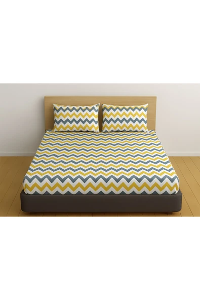 Battal Boy Desenli Lastikli Çarşaf Seti 180x200 Cm + 2 Adet Yastık Kılıfı 50x70 ürün görseli