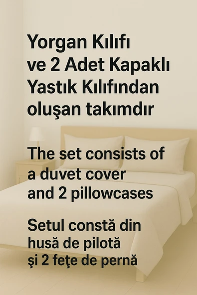 Çift Kişilik Düz Renk Sarı Nevresim + 2 Adet Yastık Kılıfı - Resim 2