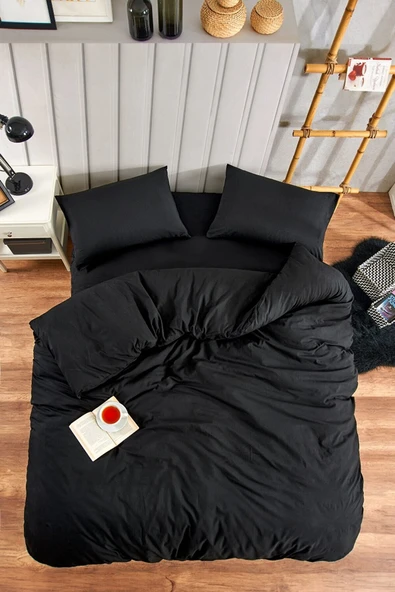 Çarşafı Lastikli Çift Kişilik Düz Renk Nevresim Takımı ürün görseli