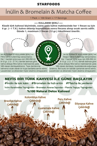 Inülin Ve Bromelain Coffee 100 Gr. | Türk Kahvesi | Filtre Kahve | No: 1 Detox Coffee - Resim 2
