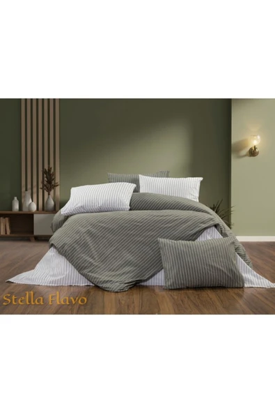 İpliği boyalı Organik Nevresim Takımı Tek kişilik (Çarşafı lastikli ve 2 yastık kılıflı) ürün görseli