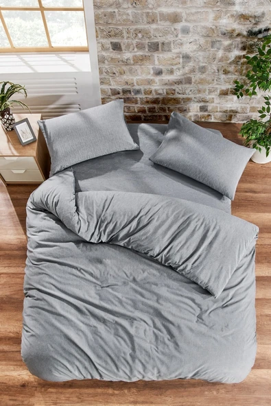 Çarşafı Lastikli Çift Kişilik Düz Renk Nevresim Takımı ürün görseli