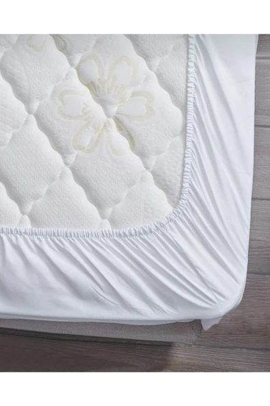 Çift Kişilik %100 Pamuklu Penye Lastikli Çarşaf Beyaz - Resim 2