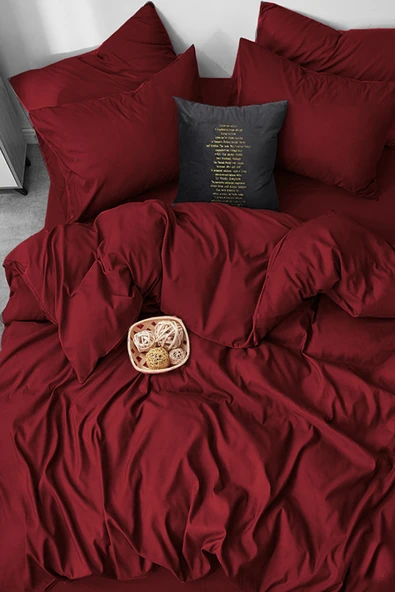 Ranforce %100 Pamuk Çift Kişilik Bordo Nevresim Takımı ürün görseli 1