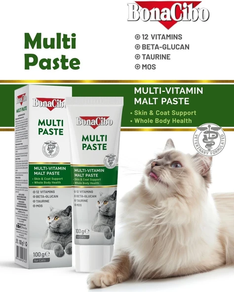 BonaCibo Multi Paste Yetişkin Kediler için Multivitamin Malt Macun 100 Gr ürün görseli 1