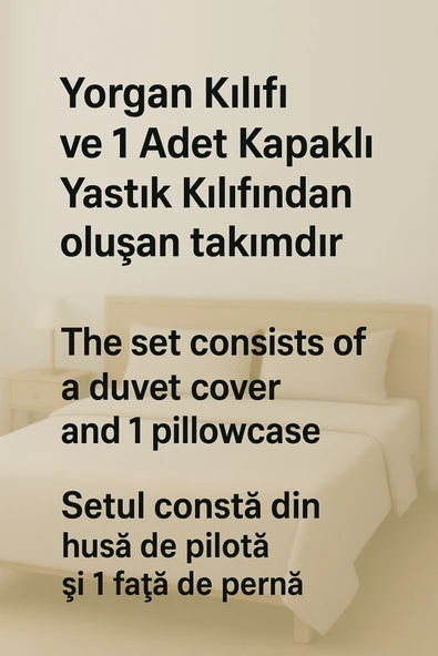 Tek Kişilik Düz Renk Beyaz Nevresim + 1 Adet Yastık Kılıfı - Resim 2