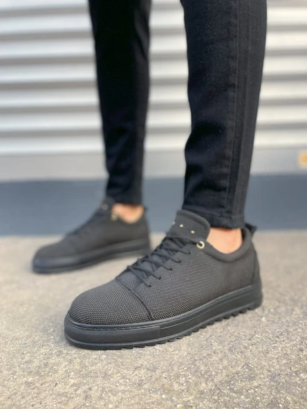 JY152 Cool Bağcıklı Keten Erkek Günlük Spor Klasik Ayakkabı KST - Siyah - Resim 2