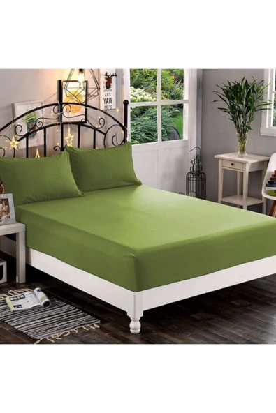 Çift Kişilik Haki Yeşil Lastikli Çarşaf 160x200cm ürün görseli