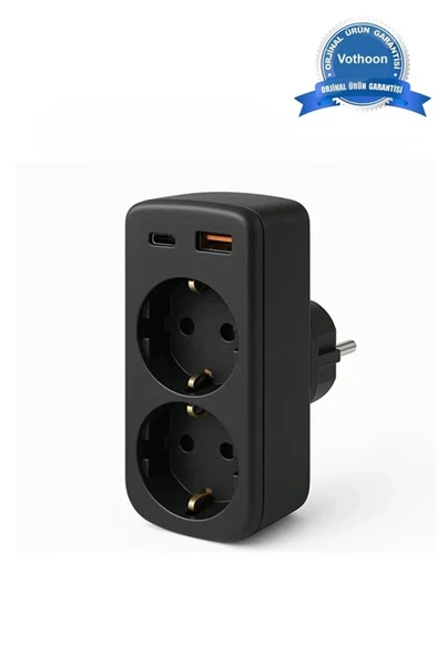 Çoklu Priz Yüksek Gerilim Korumalı 2'Lİ Priz 1XUSB 1XType-C Çıkışlı Grup Priz Çoğaltıcı ürün görseli