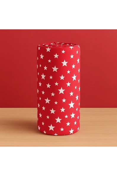Desenli 90 x 200 cm Kırmızı Yıldız Lastikli Çarşaf ve Yastık Kılıfı - Resim 3