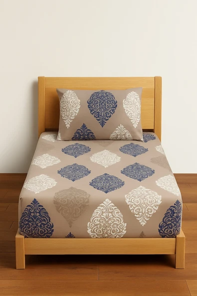 Tek Kişilik Desenli Lastikli Çarşaf Seti 90x200 Cm + 1 Yastık Kılıfı 50x70 ürün görseli 1