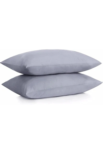 %100 Pamuklu Ranforce Yastık Kılıfı - Gri - 2'li Set 50x70 - ürün görseli