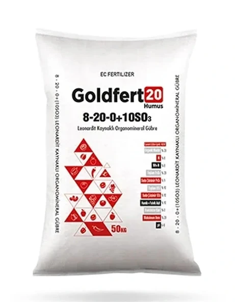 Goldfert 20 Humus 8-20-0+(10SO3) 50Kg Leonardit Kaynaklı Organomineral Gübre - 1