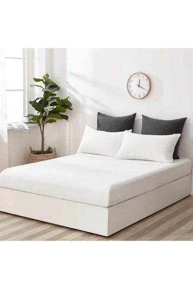 Stella Flavo %100 Pamuk Çift Kişilik Luxury Lastikli Çarşaf Seti Beyaz 180x200+30cm ürün görseli