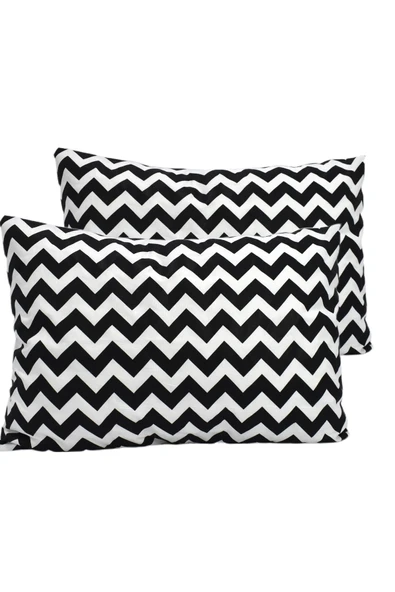 Siyah Zikzak 2 Li Ranforce Pamuk Standart 50x70 Yastık Kılıfı ürün görseli 1