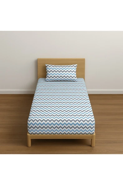 Tek Kişilik Desenli Lastikli Çarşaf Seti 90x200 Cm + 1 Yastık Kılıfı 50x70 ürün görseli 1