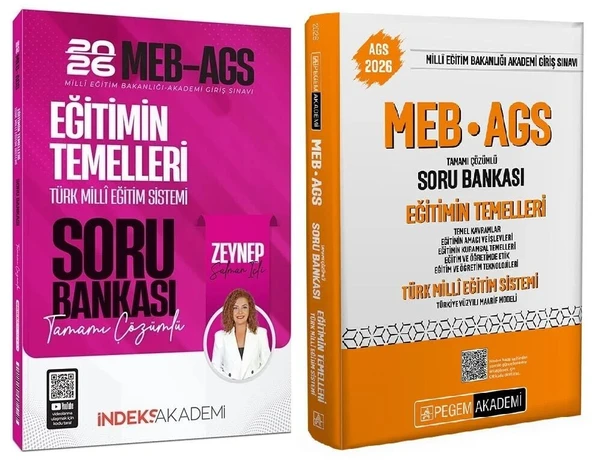 Pegem + İndeks 2026 MEB-AGS Eğitimin Temelleri ve Türk Milli Eğitim Sistemi Soru Bankası 2 li Set - Zeynep Salman İçli Pegem + İndeks Akademi Yayınları ürün görseli