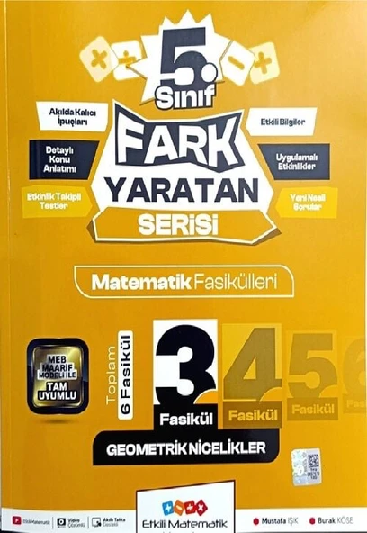 Etkili Matematik 5. Sınıf Matematik Fasikülleri-3 Geometrik Nicelikler Fark Yaratan Serisi Etkili Matematik Yayınları ürün görseli