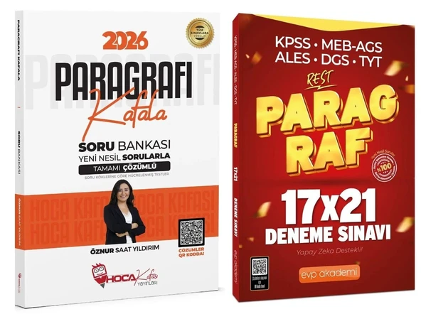 Hoca Kafası + EVP 2026 KPSS TYT ALES DGS Paragrafı Kafala Soru Bankası + 21 REST Deneme 2 li Set - Öznur Saat Yıldırım Hoca Kafası + EVP Akademi Yayınları ürün görseli 1