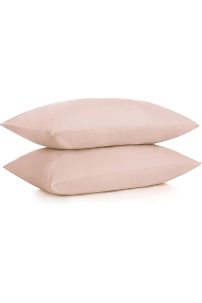 %100 Pamuklu Ranforce Yastık Kılıfı - Bej Krem - 2'li Set 50x70 - - Resim 2