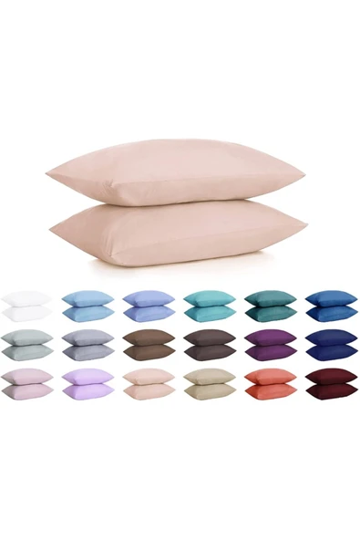 %100 Pamuklu Ranforce Yastık Kılıfı - Bej Krem - 2'li Set 50x70 - ürün görseli 1