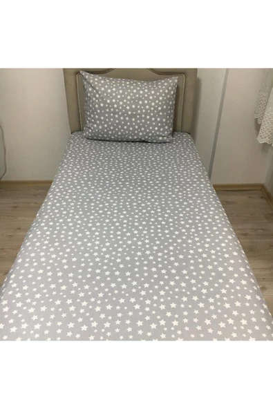 Tek Kişilik Ara Beden Lastikli Çarşaf Takımı 120x200 Yıldız Desen - Resim 2
