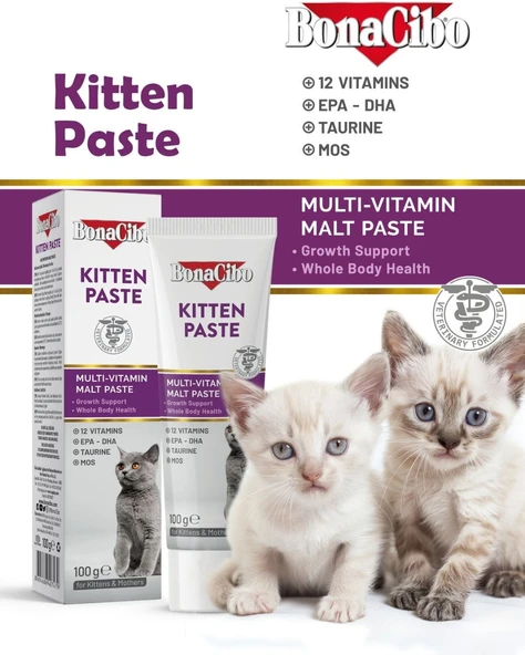 BonaCibo Kitten Paste Yavru ve Emziren Kediler için Multivitamin 100 Gr ürün görseli 1