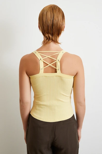 Arkası Çapraz Bağlamalı Top Sarı - Resim 6