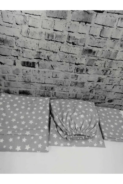 Tek Kişilik Ranforce Lastikli Çarşaf Takımı Yıldız Desenli - Resim 3