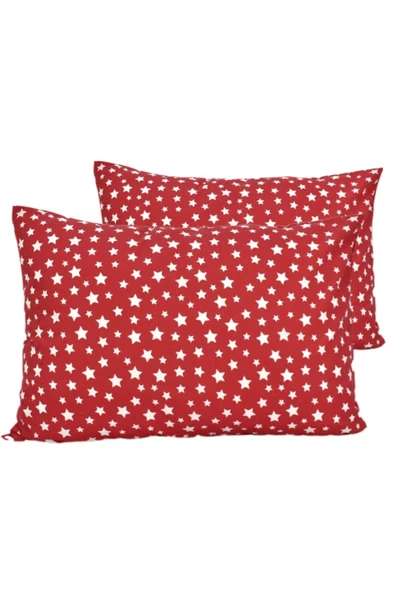 2 Li Ranforce Pamuk Yastık Kılıfı 50x70 Kırmızı Yıldız ürün görseli