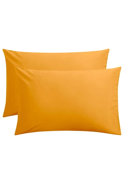 Düz Pamuklu 2'li Yastık Kılıfı 50x70 Turuncu