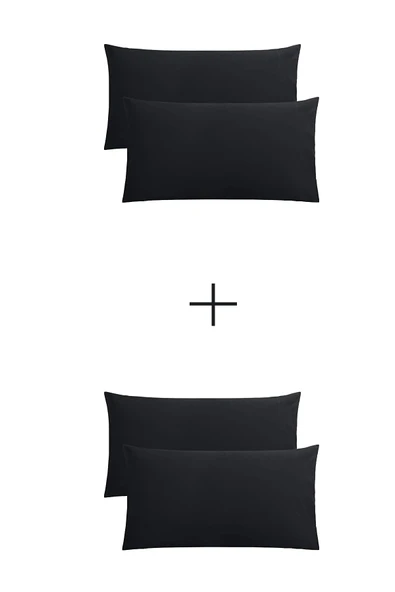 Stella Flavo 4'lü Yastık Kılıfı 50x70+20cm Kapaklı Siyah-siyah ürün görseli 1