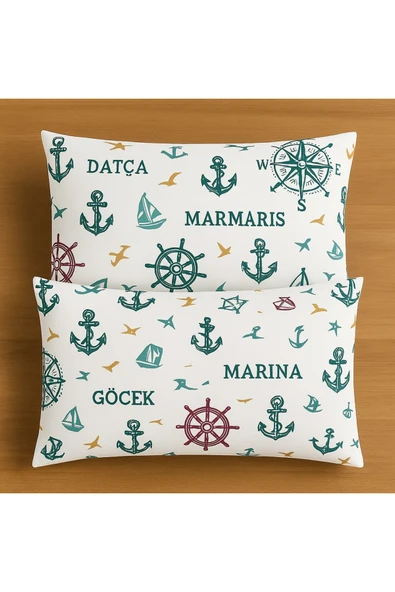 Desenli Pamuklu Yastık Kılıfı 2 Adet 50 x 70cm ürün görseli