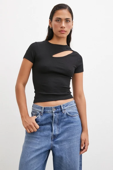 Önü Açık Bluz Siyah - Resim 3