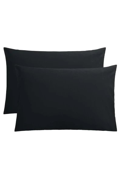 Düz Pamuklu 2'li Yastık Kılıfı 50x70 Siyah ürün görseli 1