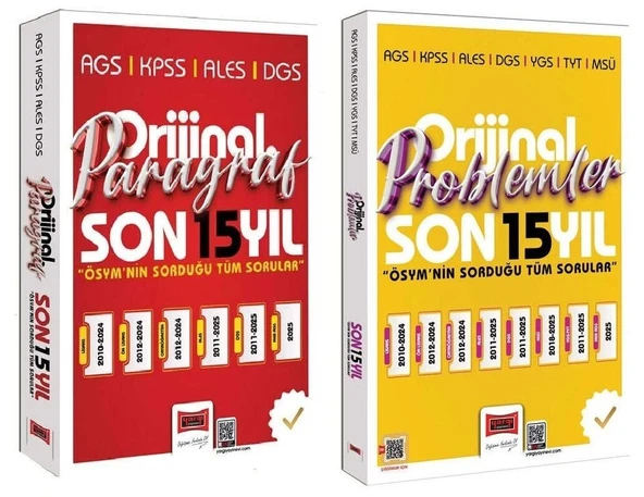 Yargı 2026 KPSS MEB-AGS ALES DGS Paragraf + Problemler Orijinal Çıkmış Sorular Son 15 Yıl 2 li Set Yargı Yayınları ürün görseli 1