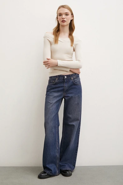 Kayık Yaka Bluz Bej - Resim 2